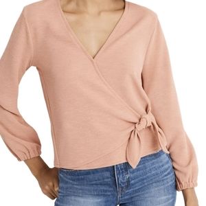 Madewell Texture and Thread Pink Crepe Wrap Top XS